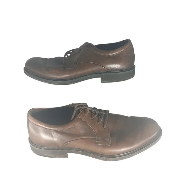 Ecco Vitrus‎ Mens Brown Leather Derby Oxford Shoes Size 44 EU 10 US 640504