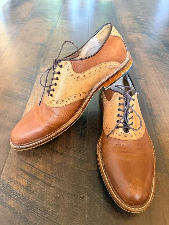 Aston Grey Collection Wingtip Oxford Brown Leather Dress Shoes Men’s 10