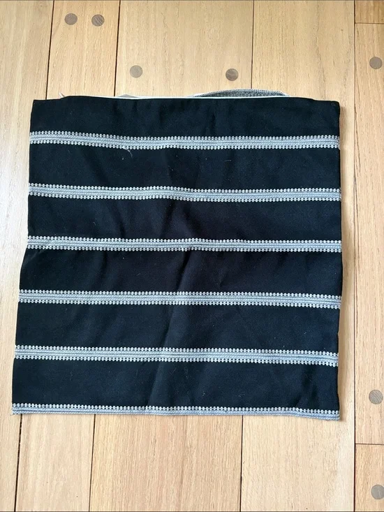 Amazon Black Pillow Cover with White Trimmed Stripes