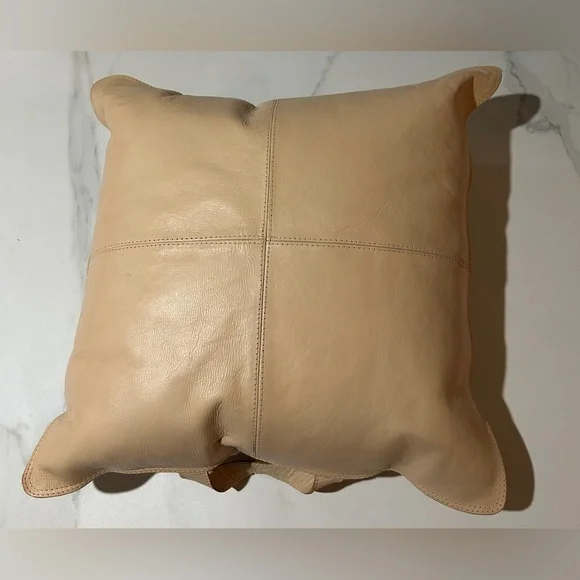 Elegant Tan Leather Throw Pillow size 18X18