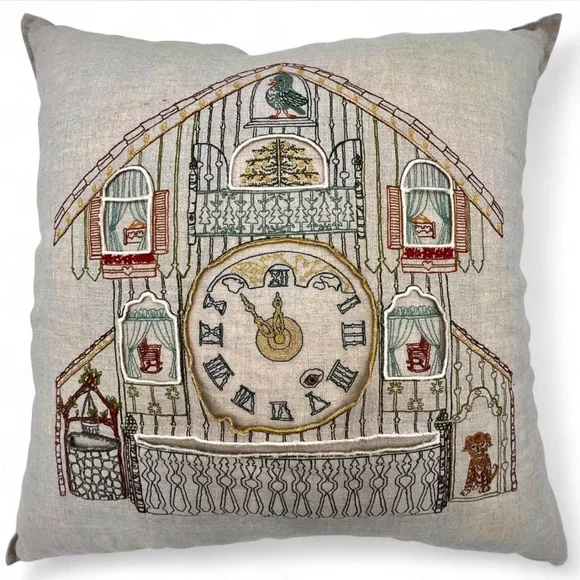 Coral & Tusk Pillow Embroidered Christmas Clock Pocket Pillow w/ Insert Throw