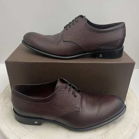 Louis Vuitton LV Dress Shoes Oxford Derby Epi Leather Brown Men's Size UK 7 US 8