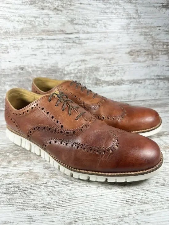 Men's Cole Haan ZeroGrand Brown Leather Wingtip Oxfords Sz 11M EUC!