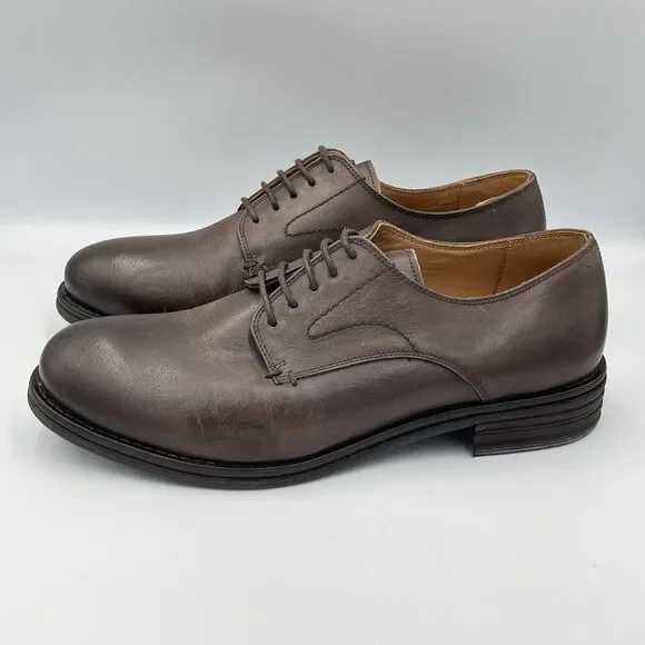 Vince Camuto Men SIZE 11.5 M Brown Buffalo Leather Oxford Dress Shoe VC Cadio