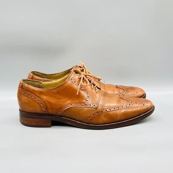 Cole Haan Shoes Mens 10.5 Brown Leather Grand OS Wingtip Oxford Dress Brogue