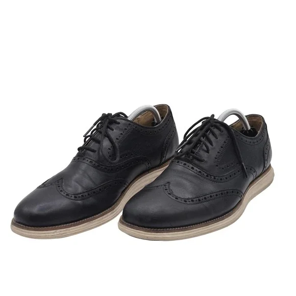Cole Haan Shoes Mens Size 10.5 Black Wingtip Oxford‎ Leather Brogue Dress C21130