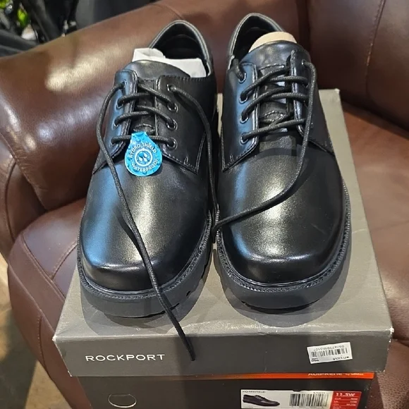 Rockport Black Leather Lace-Up Oxfords NEW 11.5 Wide