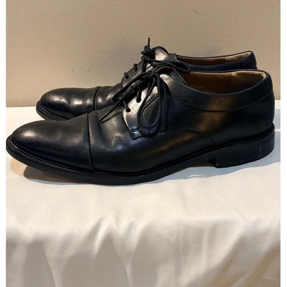 Cole Haan Mens Black Leather Cap‎ Toe Derby Dress Shoes Grand.OS C20155 Sz 9.5 M