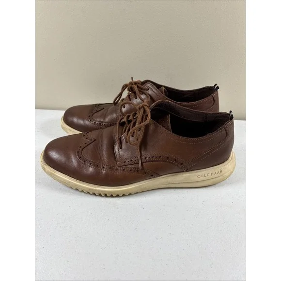 Cole Haan Leather Wingtip‎ Oxford Dress Shoes Brown White Sole Mens 9M