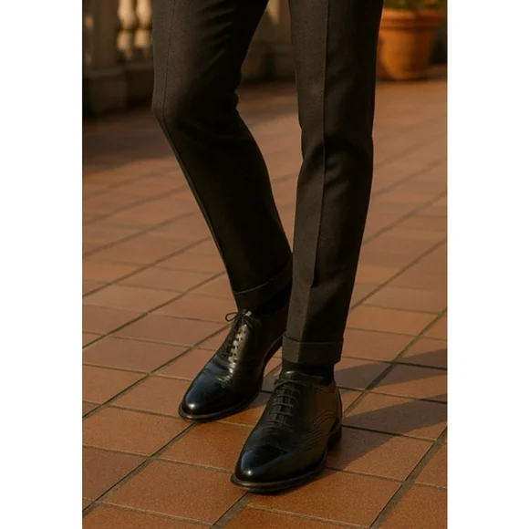 Johnston & Murphy Leather‎ Brogue Oxford Black USA Classic Gentlemen Office 10.5