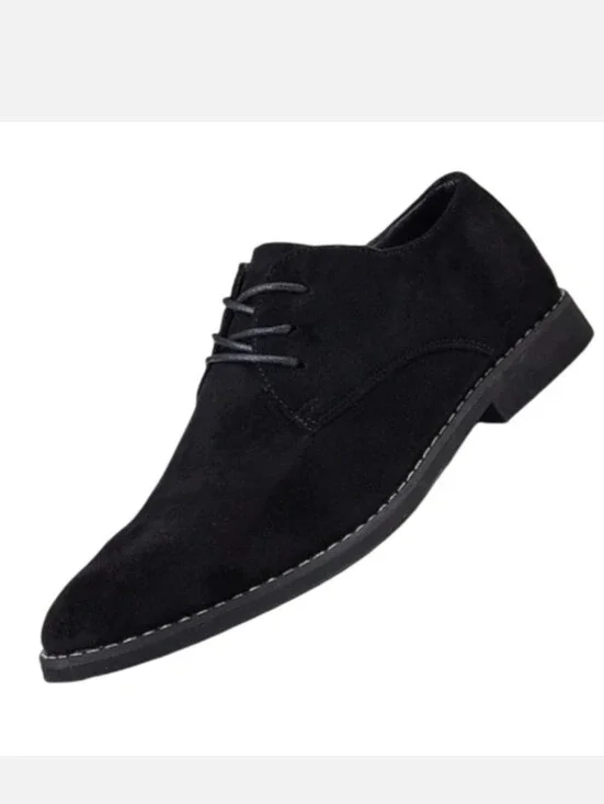 Men's Black Suede Derby Shoes — Elegant Lace-Up Oxfords Size  7.5/40