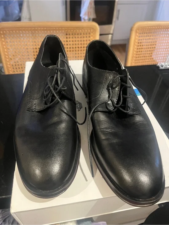 Skechers Black Leather Derby Lace-Up Shoes