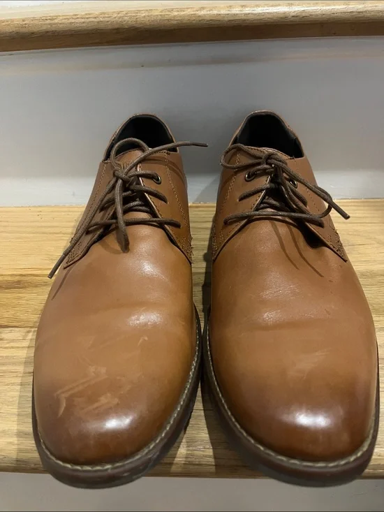 Rockport Tan Leather Derby Lace-Up Shoes