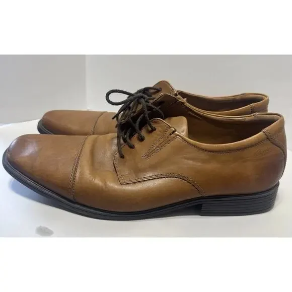 Clarks Collection Dress Shoes Mens Leather Oxford sz 12 Tilden‎ Cap Toe Lace Up