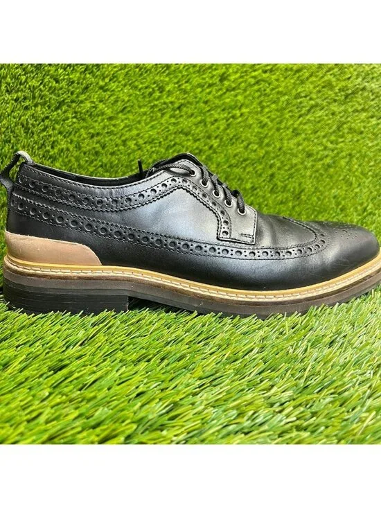 Cole Haan Davidson Grand Mens Size 8 Black Casual Leather Wingtip Oxford Shoes
