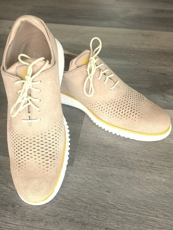Cole Haan ZeroGrand Men’s Suede Wingtip Oxford Shoes Beige 10.5M