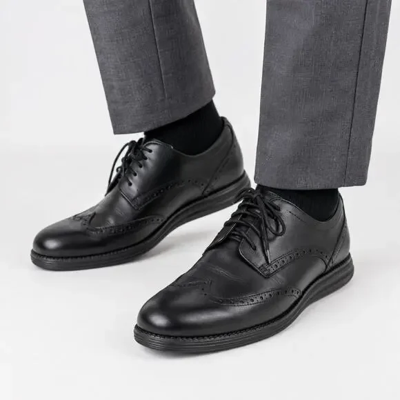 Cole Haan OriginalGrand Wingtip Oxford Black Leather Shoes Men 11M