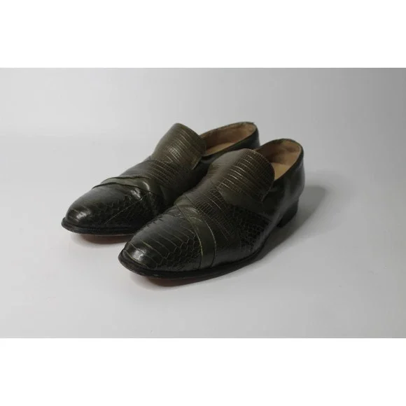 Giorgio Brutini Mens Size 8.5M Rare Green Genuine Snake Skin Loafers 933555-1