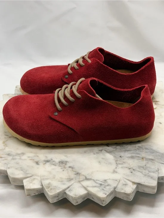 Birkenstock Red Suede Lace-Up Casual Shoes Low Sneakers Size EU 39