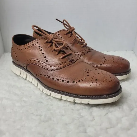 Cole Haan Zerogrand Men’s Size 8.5 Brown Leather Wingtip Oxford Shoes C14493