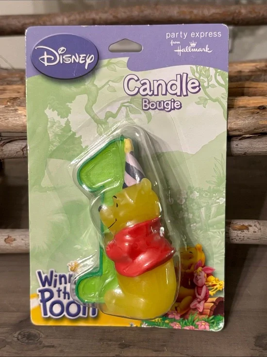 NOS Vintage Disney Hallmark Party Express Winnie The Pooh 1st Birthday Candle