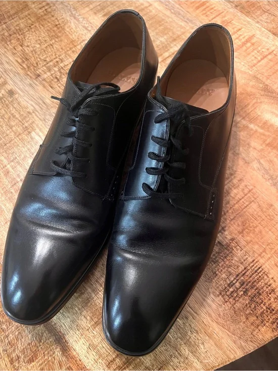 Bally Lantel Men’s Black Leather Derby Dress Shoes Swiss Made Size US 12