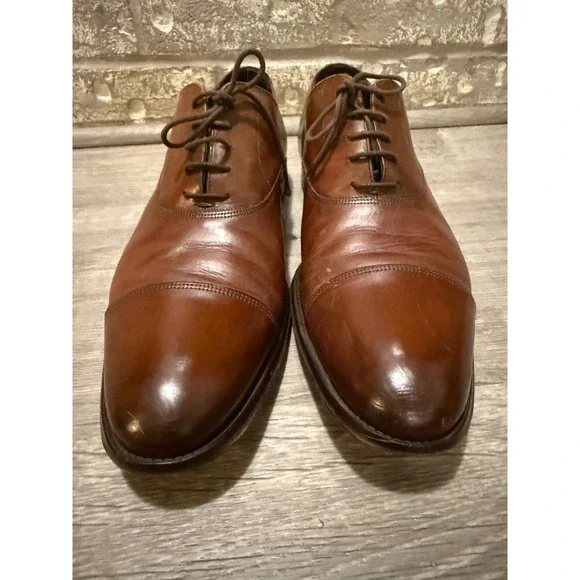 To Boot New York Oxford Mens 11.5 Brown Good Cap Toe Leather Made in Italy