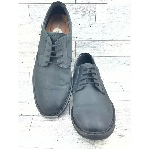 Clarks Men Shacre II Run Black Leather Derby Oxford‎ Shoes Size 9M 261632397