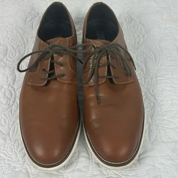 Johnston & Murphy Mens Brown Leather Oxfords Casual Dress Shoes Size 10M Lace Up