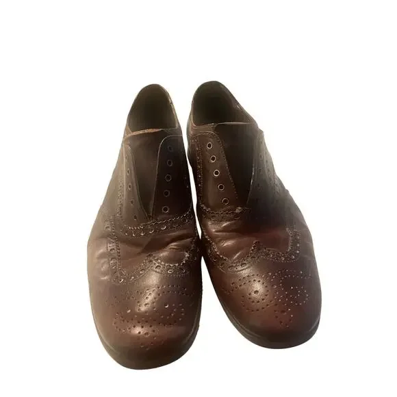 Prada Archive Laceless Elastic Wingtip Brogues Brown Leather Mens US 10.5