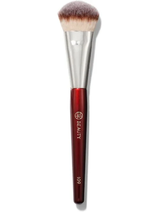 Mini Contoured Foundation Brush for Liquid & Cream | Compact Brush for Blush
