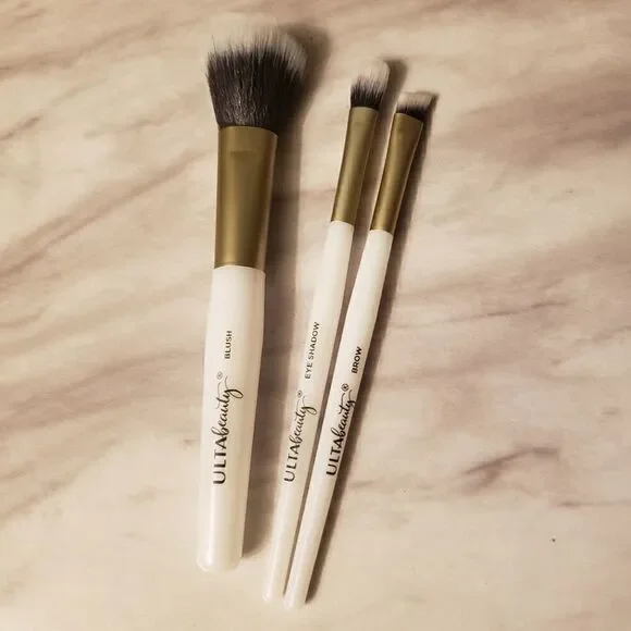 Ulta Beauty 3 Brushs Eye Face NEW White Black