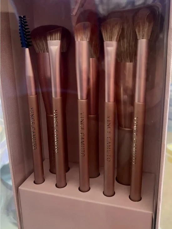 Vince Camuto Rose Gold and Pink Makeup Brush Set - Women's Brush Kit