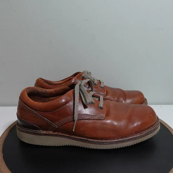 Rockport Leather Oxford Shoes Men 10‎ XW Brown Vibram Sole Casual Comfort