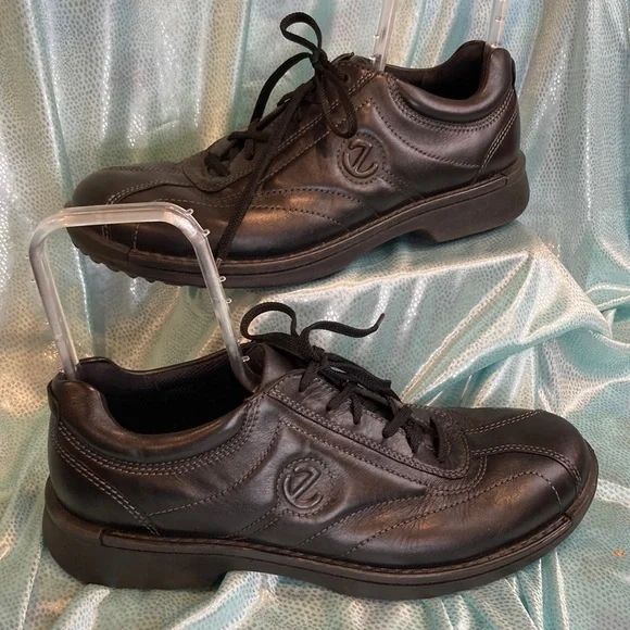 Ecco light shock point az 43 US10 black leather dress casual‎ arch support comfy