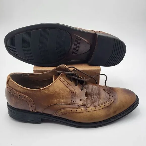 Nunn Bush Men's 9 M Comfort Gel Brown Oxford Dress‎ Shoes