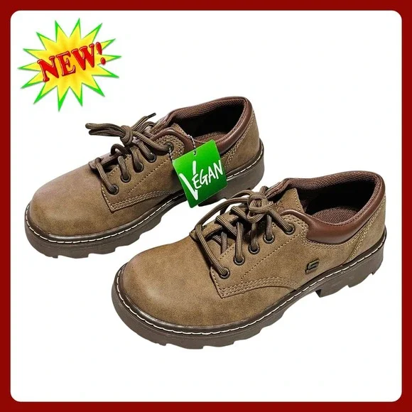 Skechers Oxford Shoes Men's US 7.5 Brown‎ Vegan Lace Up Casual Comfort Lug