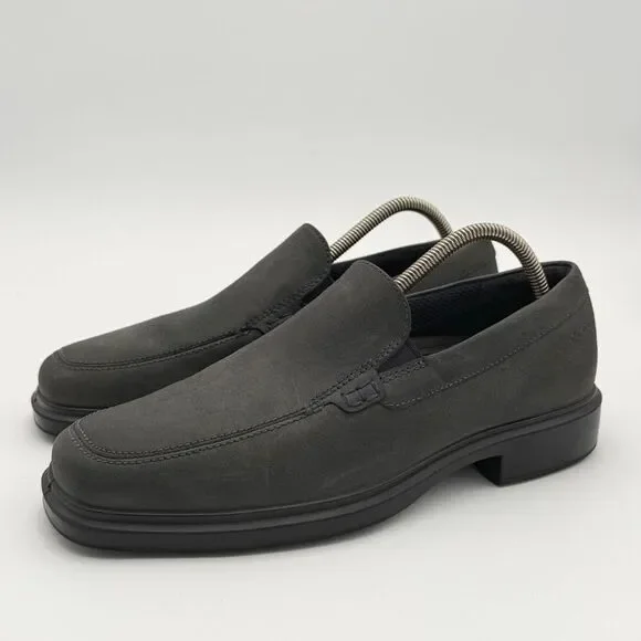 Ecco Helsinki II Matte Gray Leather Slip On Loafers - EU 42 / US Men 8-8.5