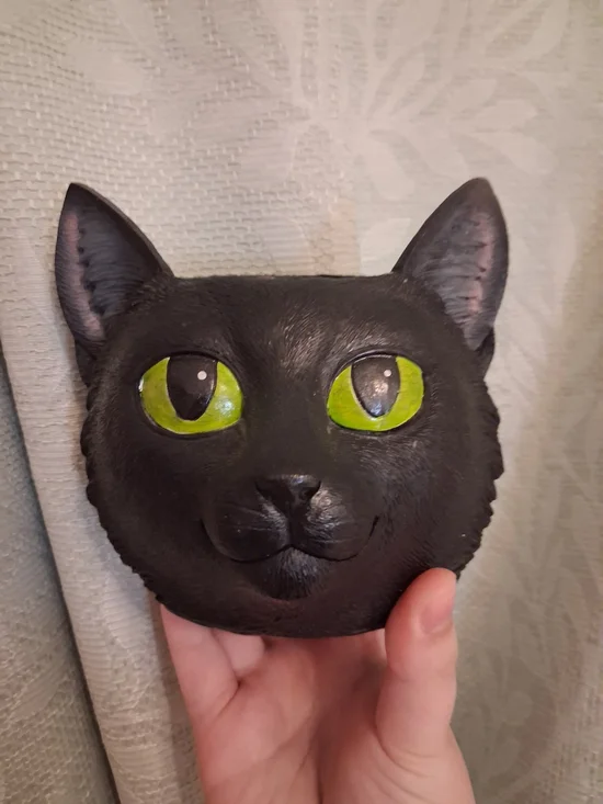 Black Cat with Green Eyes Makeup Brusy Holder - USED