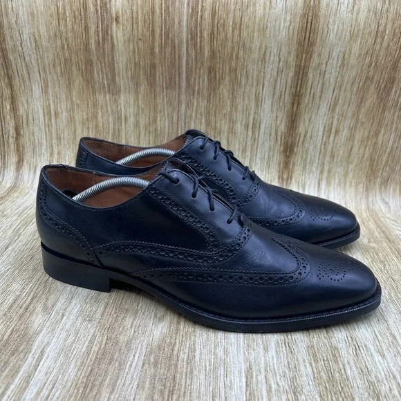 Cole Haan Wingtip Oxford Men's Size 11.5 Black Leather Brogue Dress Shoes C21649