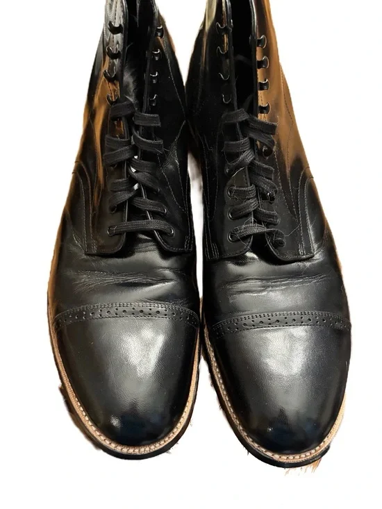 Stacy Adams Black Leather Cap-Toe Derby Shoes