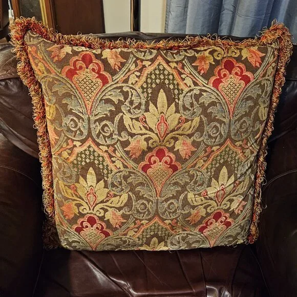 RARE AUSTIN HORN DAMASK JACQUARD BED THROW DECORATIVE ACCENT PILLOW