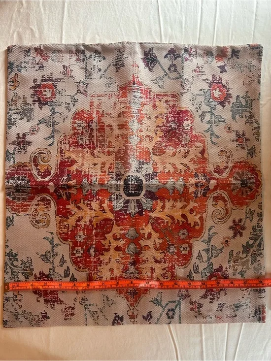 Decorative Throw Pillow Cover in Rust Red and Cream