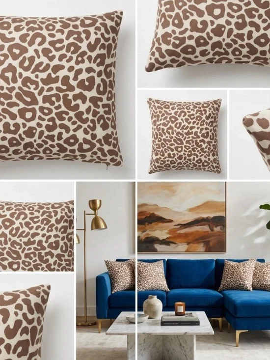 Luxury Cream/ light brown colour cheetah print pillow covers 18’BeyondTapestry
