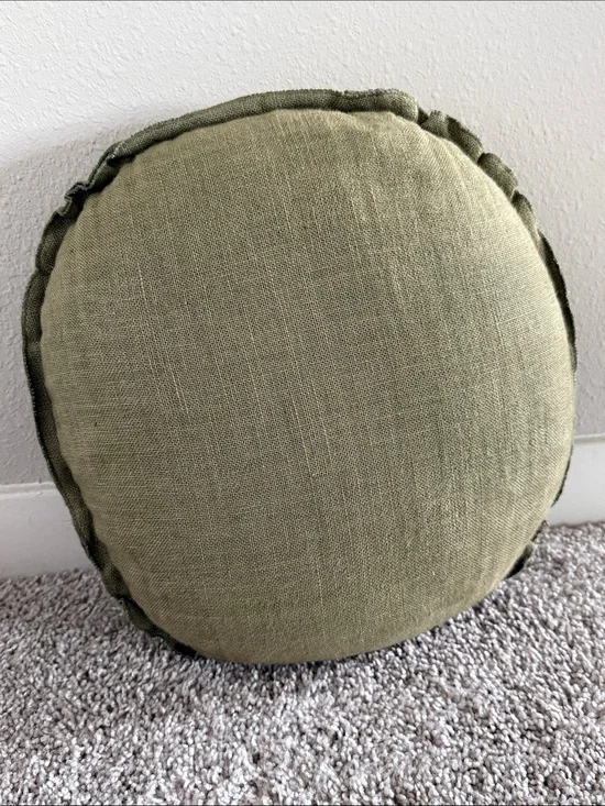 Lulu and Georgia Arlo Olive Round Accent Pillow 14” Dia