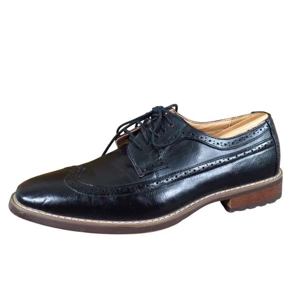 Madden Amped Men Oxford Size 9.5 Dress Wingtip Brogue Black Synthetic Shoes‎