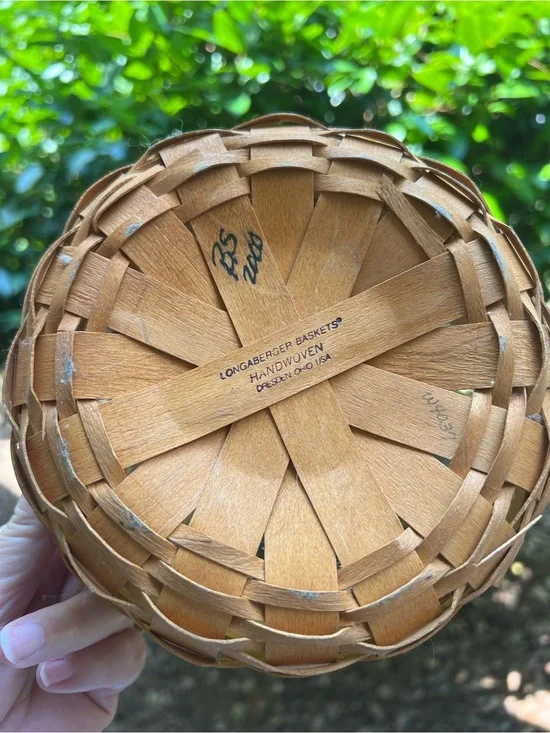 Longaberger Round Basket with Leather Loop Handles