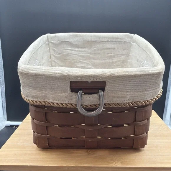 Longaberger 2010 Dark Stain Sort & Store Medium Bin Basket Liner Protector