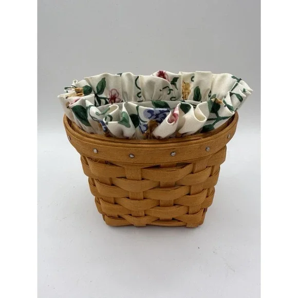 Longaberger 2000 Oregano Basket White Vine Liner Plastic Protector 5x3.5x4.5