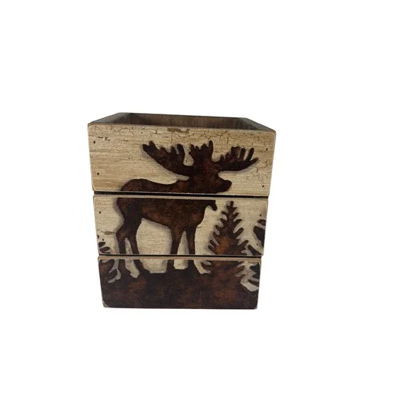 Unbranded Wooden Moose Storage Box Home Decor Brown Excellent Rustic Lodge Cabin